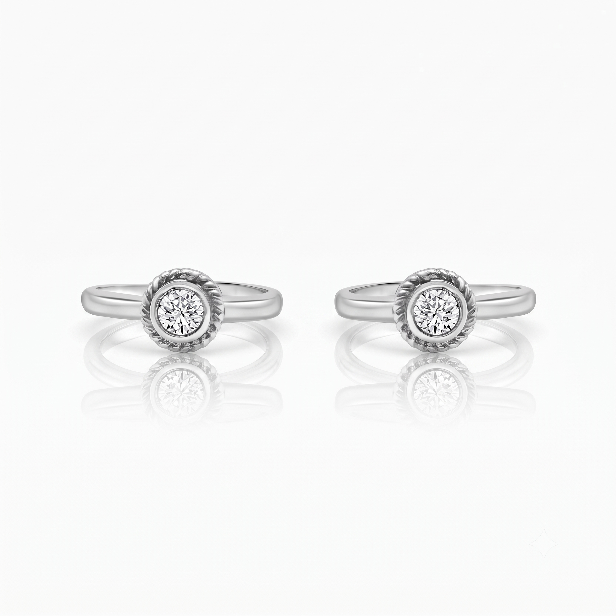 Silver Royal Oxidised Zircon Round Toe Rings