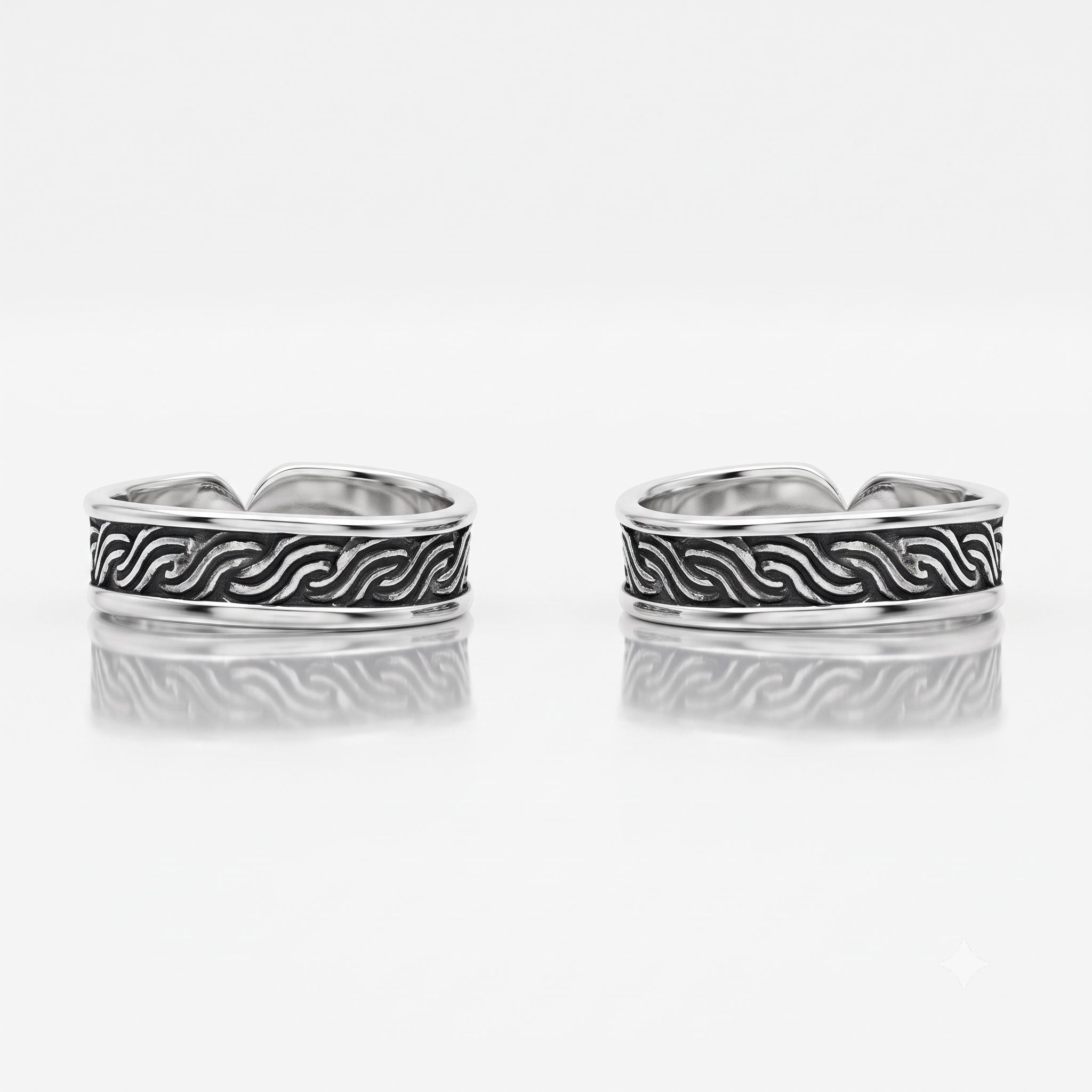 Silver Oxidised Cascading Flow Toe Rings