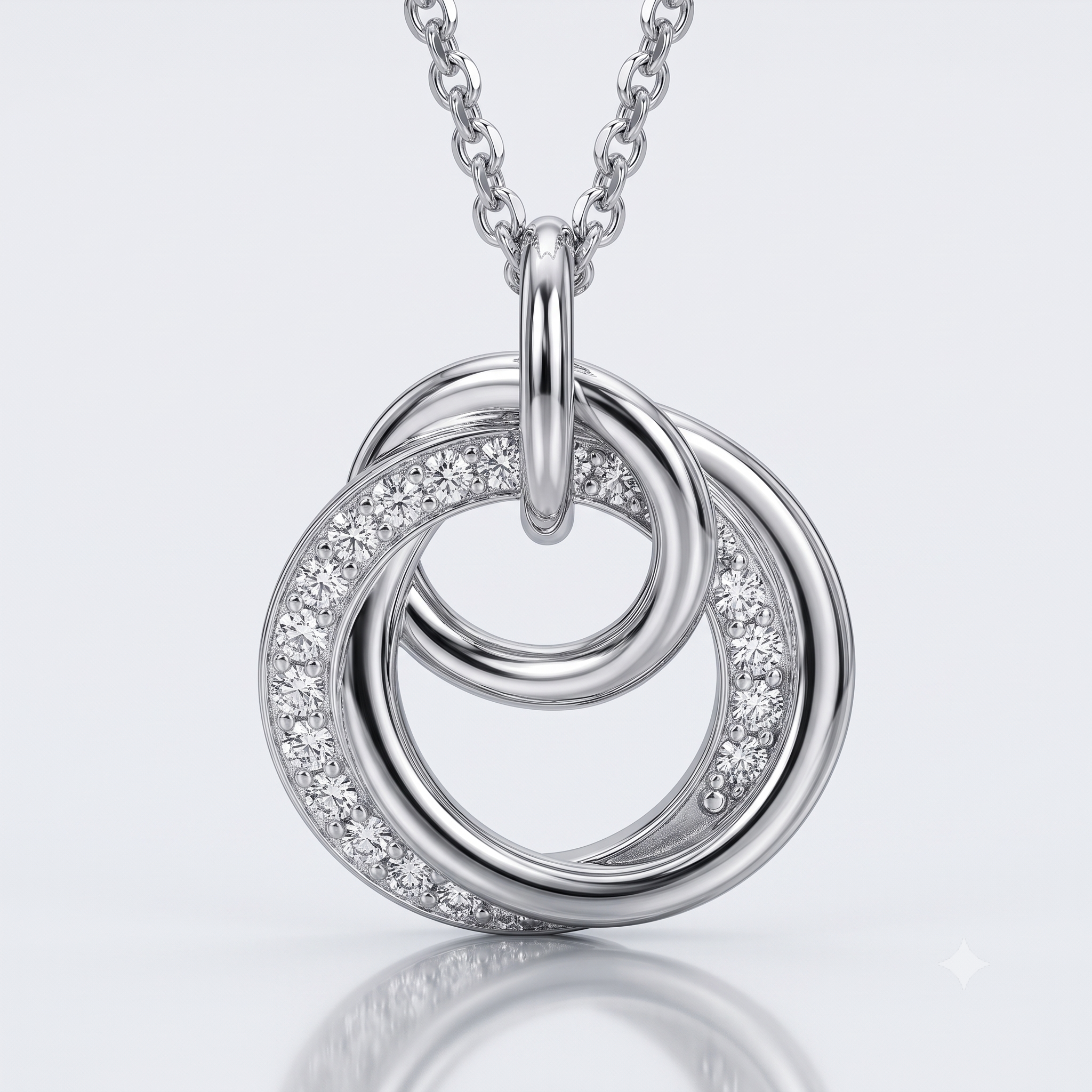 Silver Intertwined Sparkling Hoops Necklace