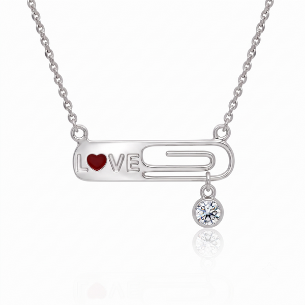 Silver Love Clip Necklace