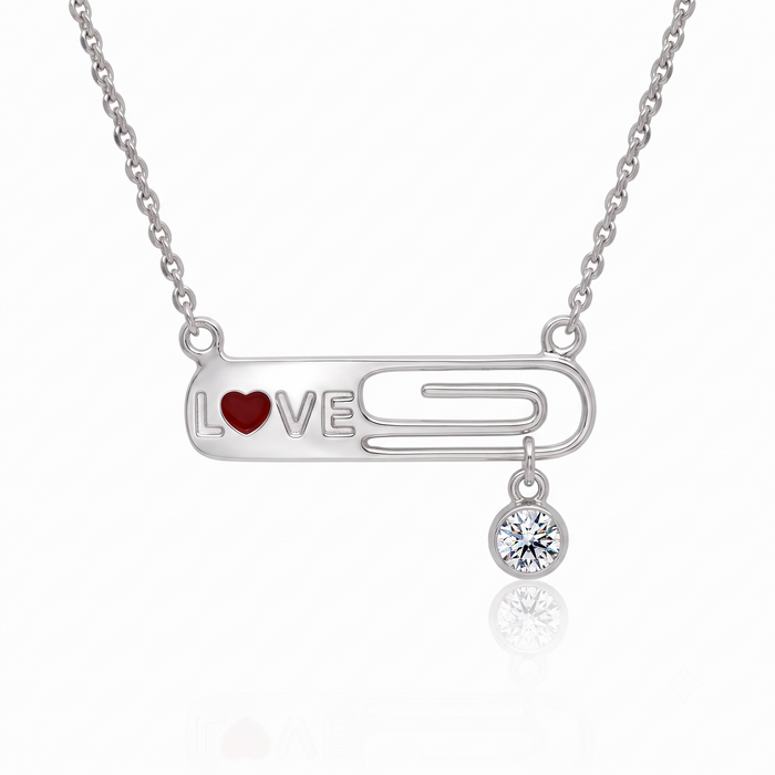 Silver Love Clip Necklace