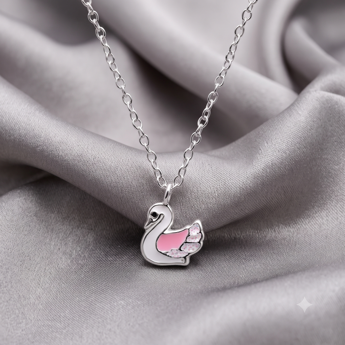 Silver Kids Swan Necklace