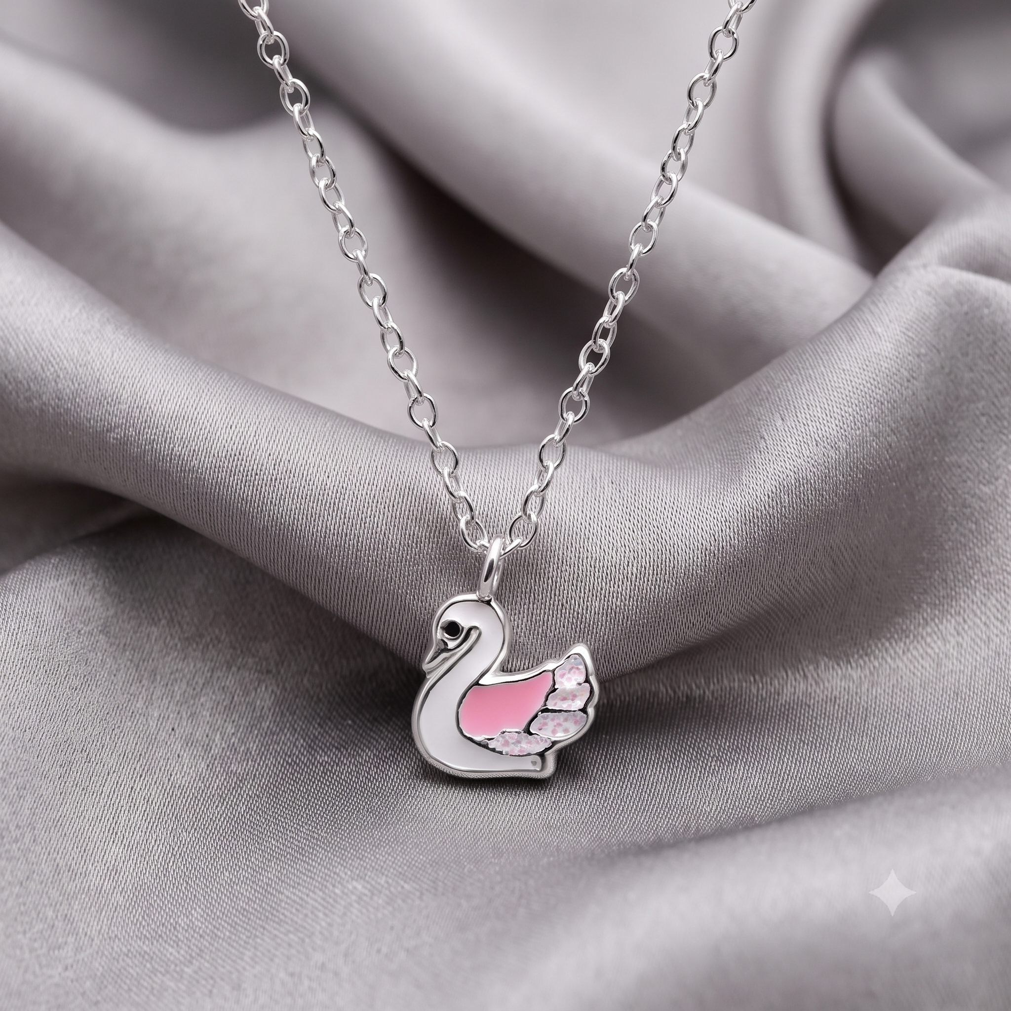 Silver Kids Swan Necklace