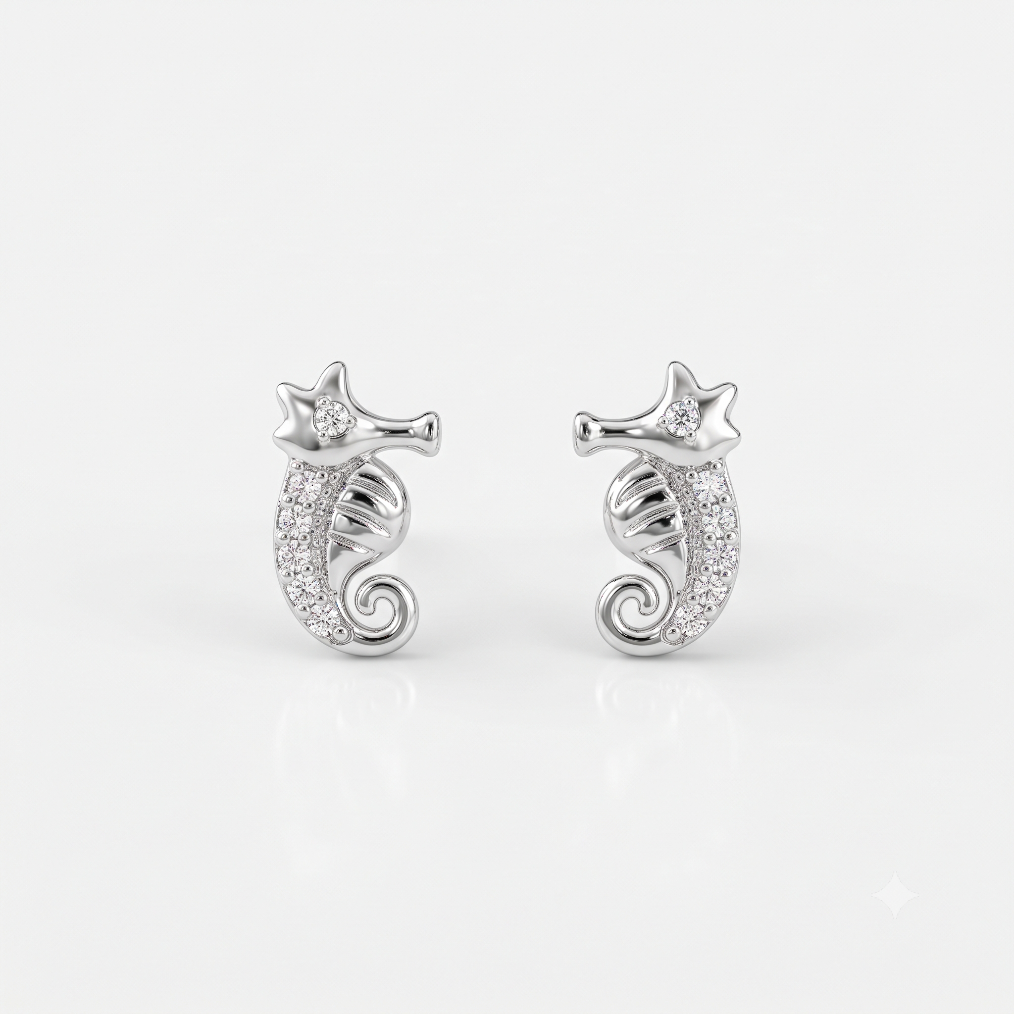 Silver Sparkling Sea Horse Earrings