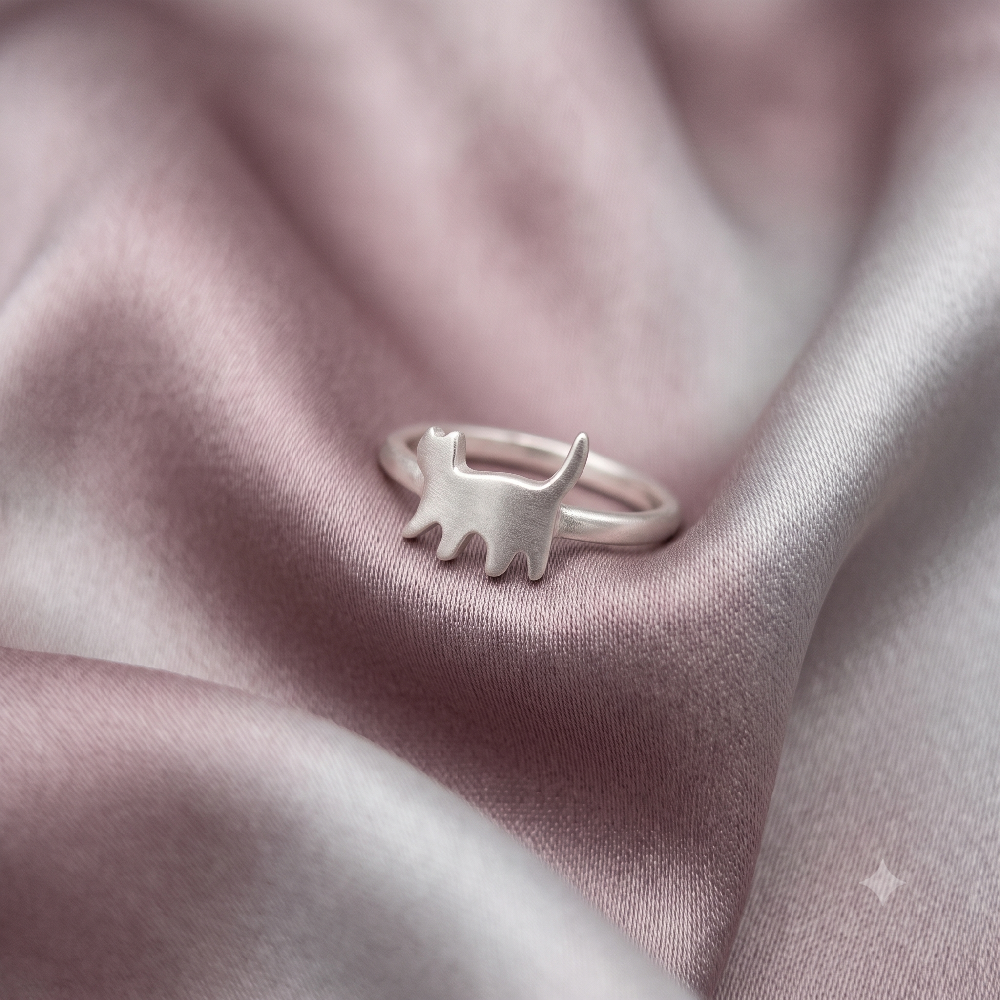 Silver Cute Cat Ring