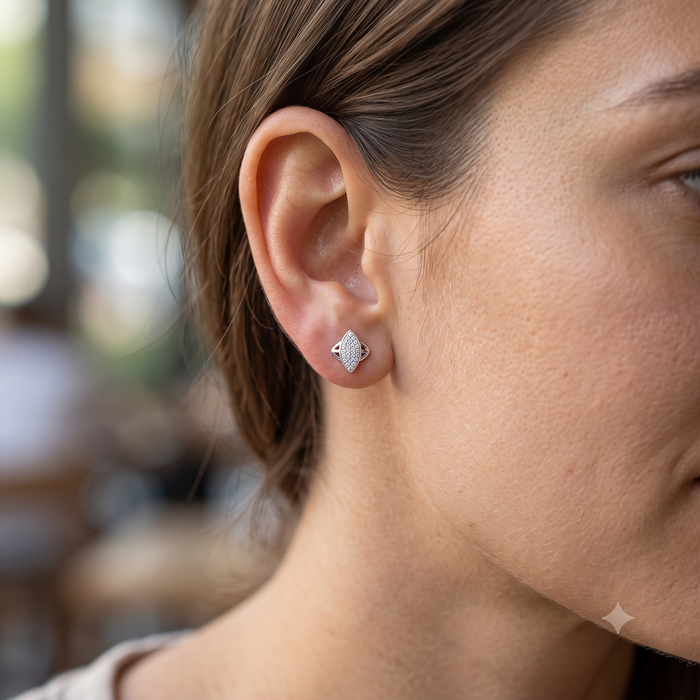 SIlver Sparkling Spaceship Earrings