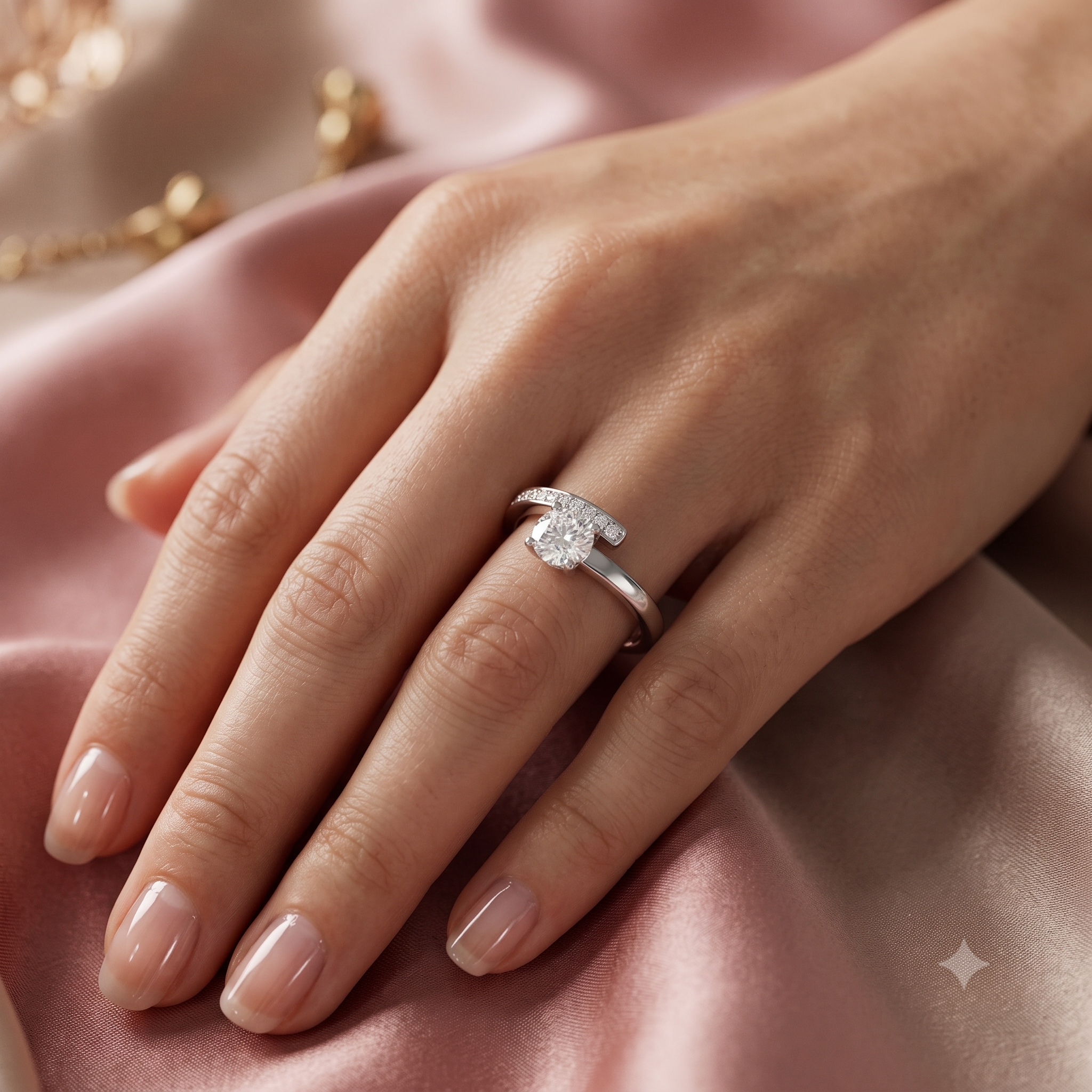Silver Little Solitaire Band Ring