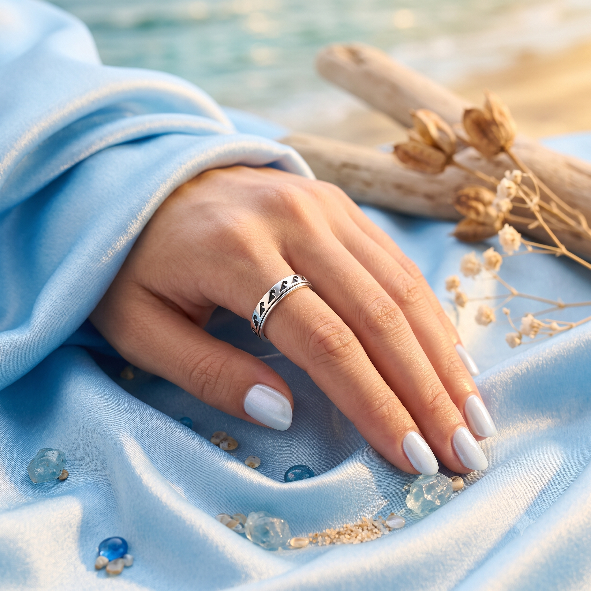 Silver Wave Band Ring