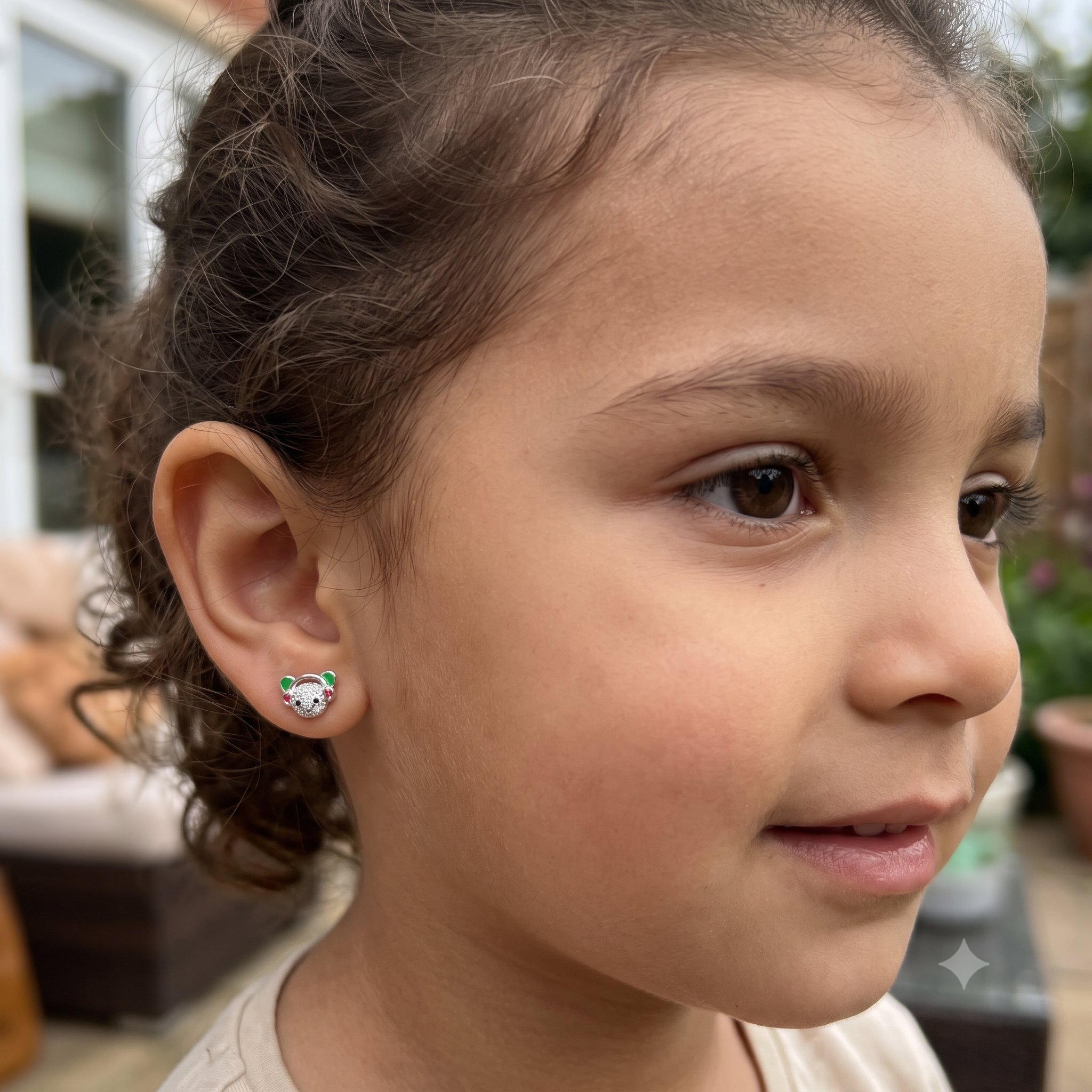 Silver Sparkling DJ Teddy Earrings