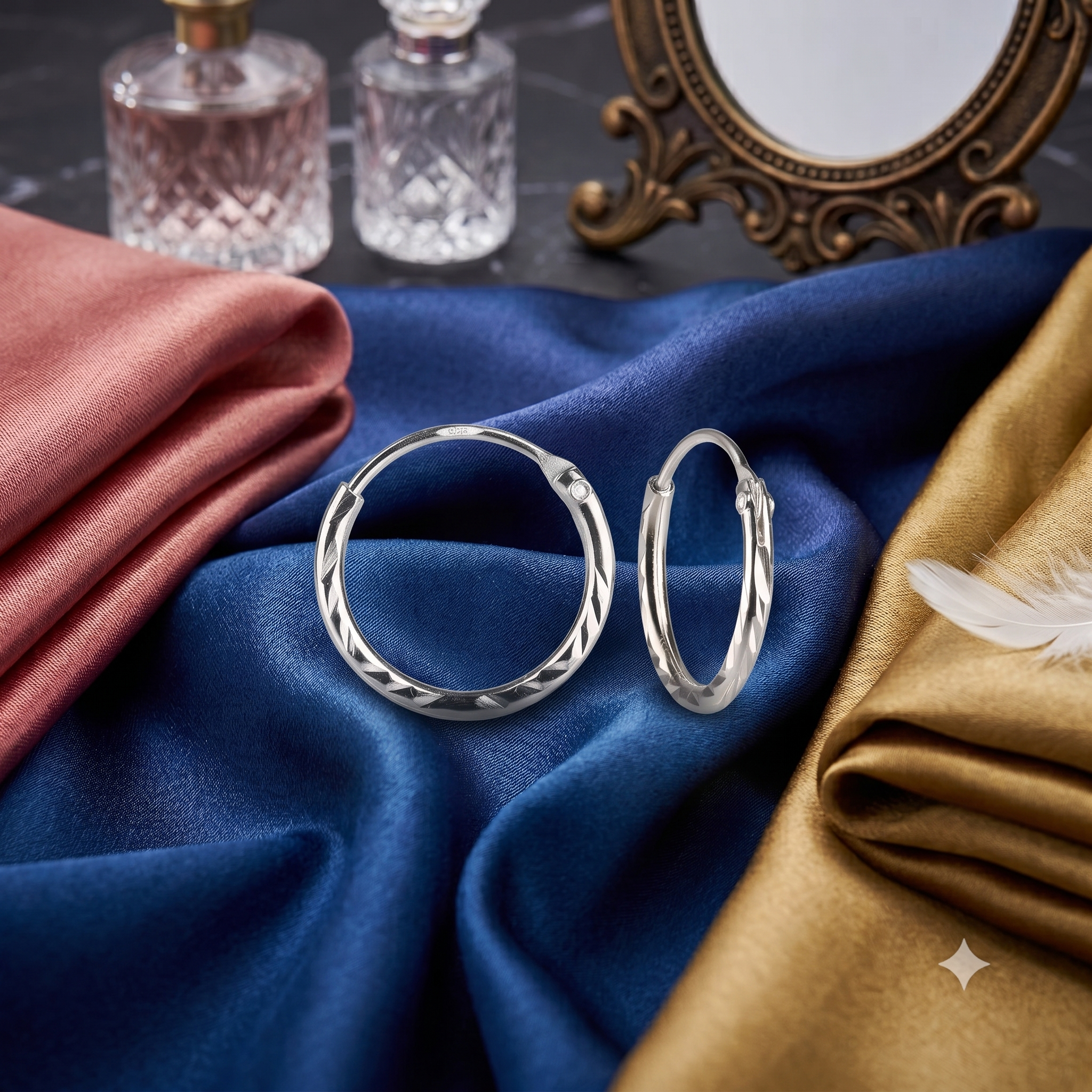 Silver Kids Diamond Cut Hoop Earrings 12mm