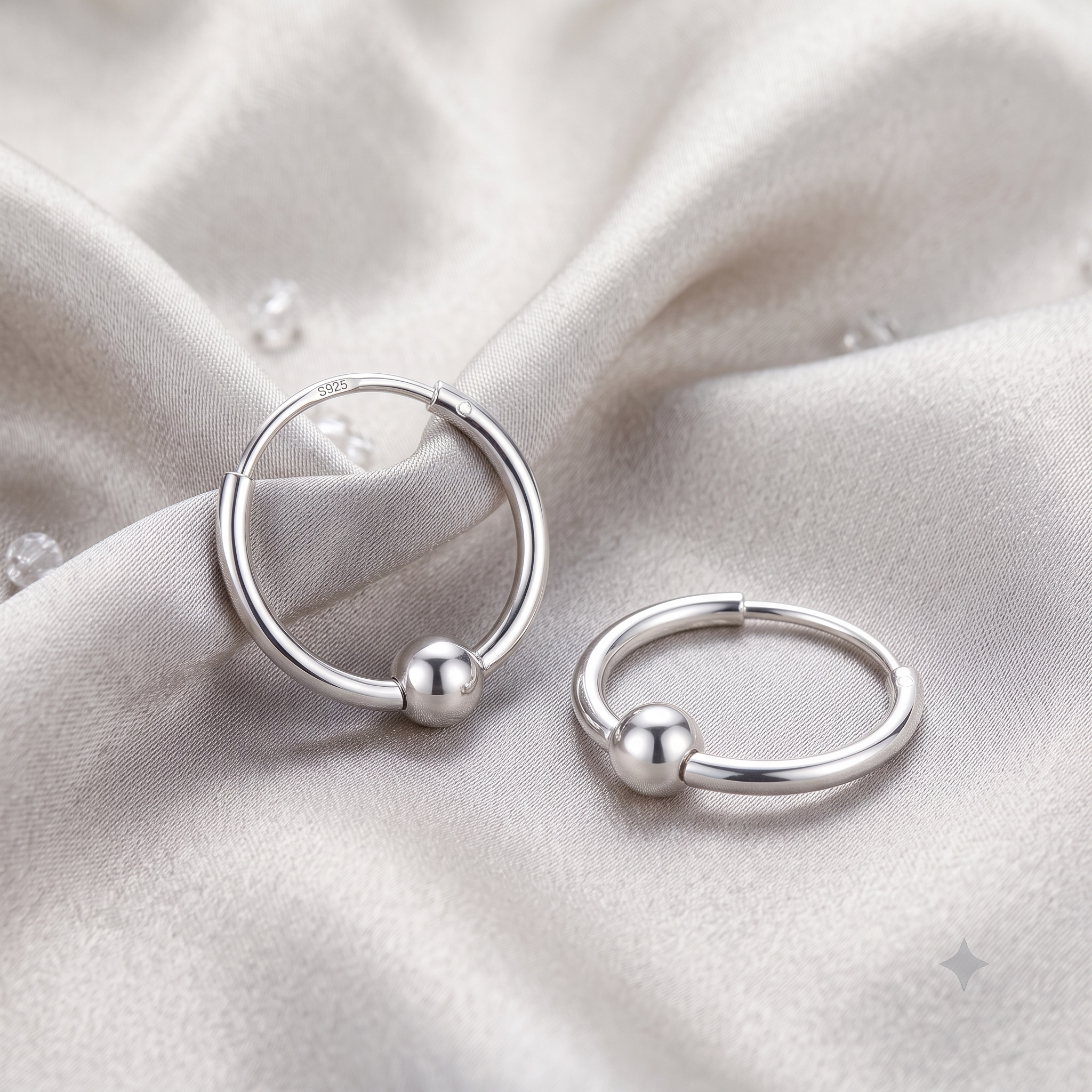 Silver Ball Hoop Earrings
