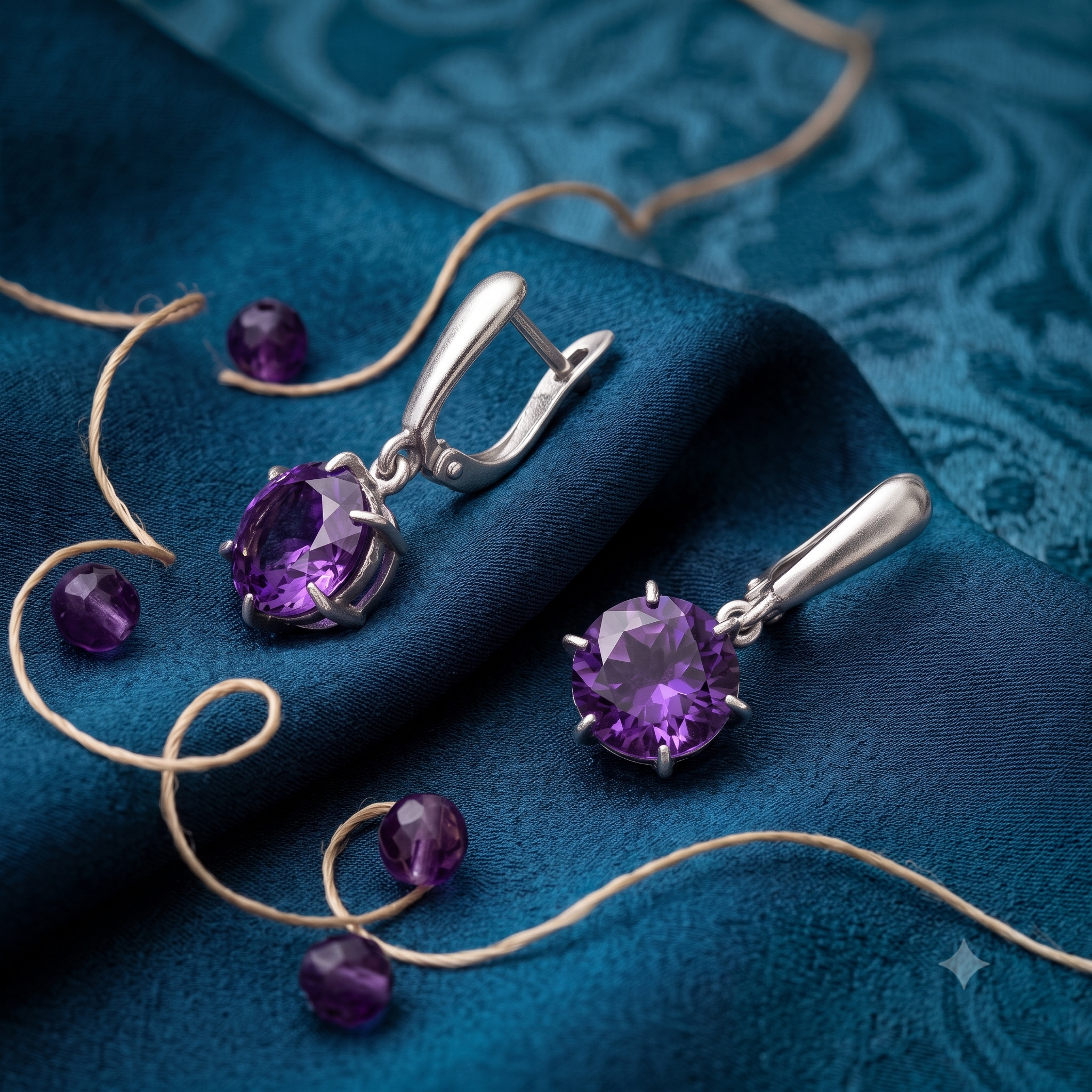 Silver Classic Amethyst Earrings