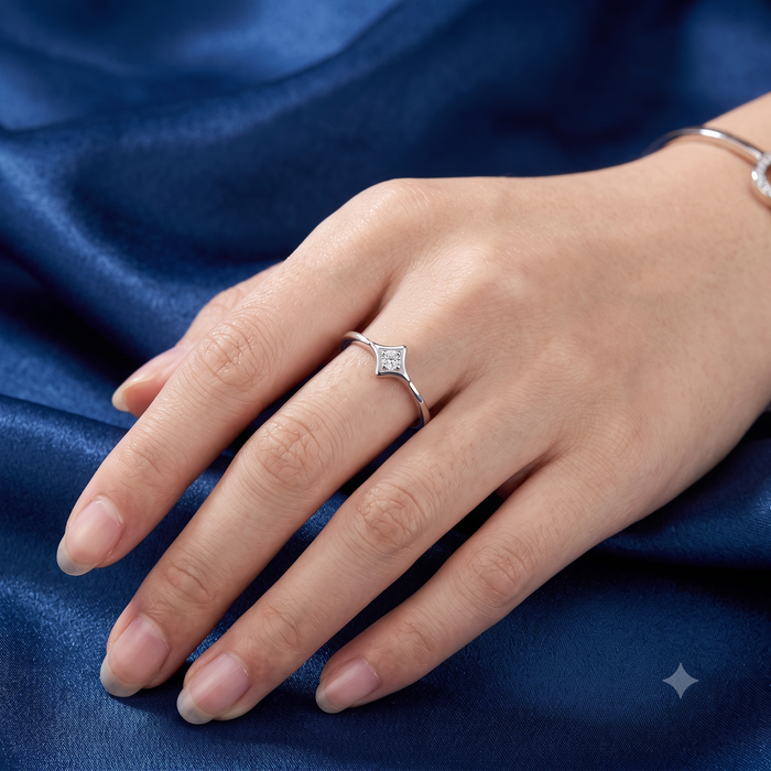 Silver Geometric Adjustable Ring