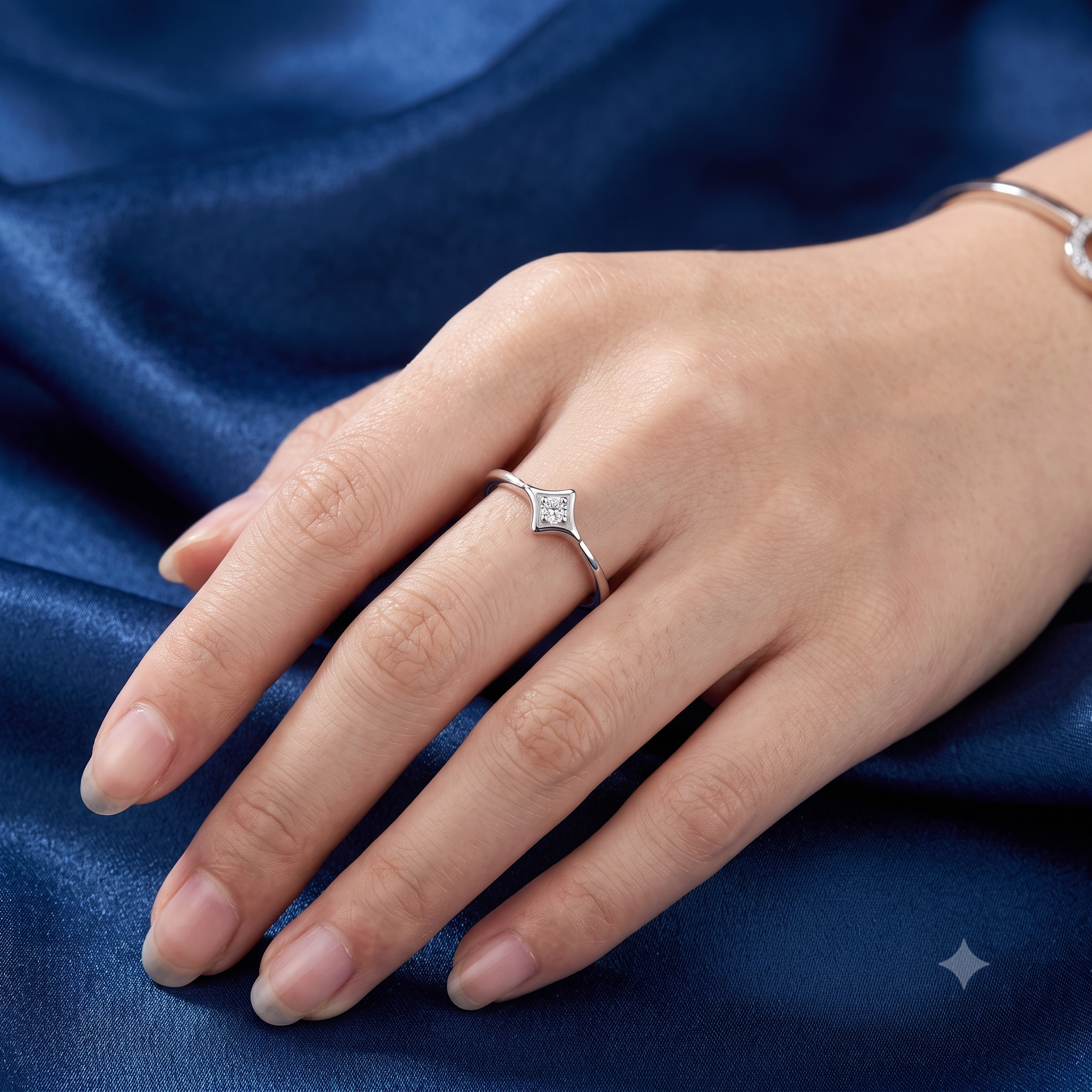 Silver Geometric Adjustable Ring