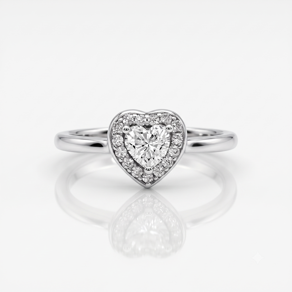 Silver Sparkling Heart Solitaire Ring