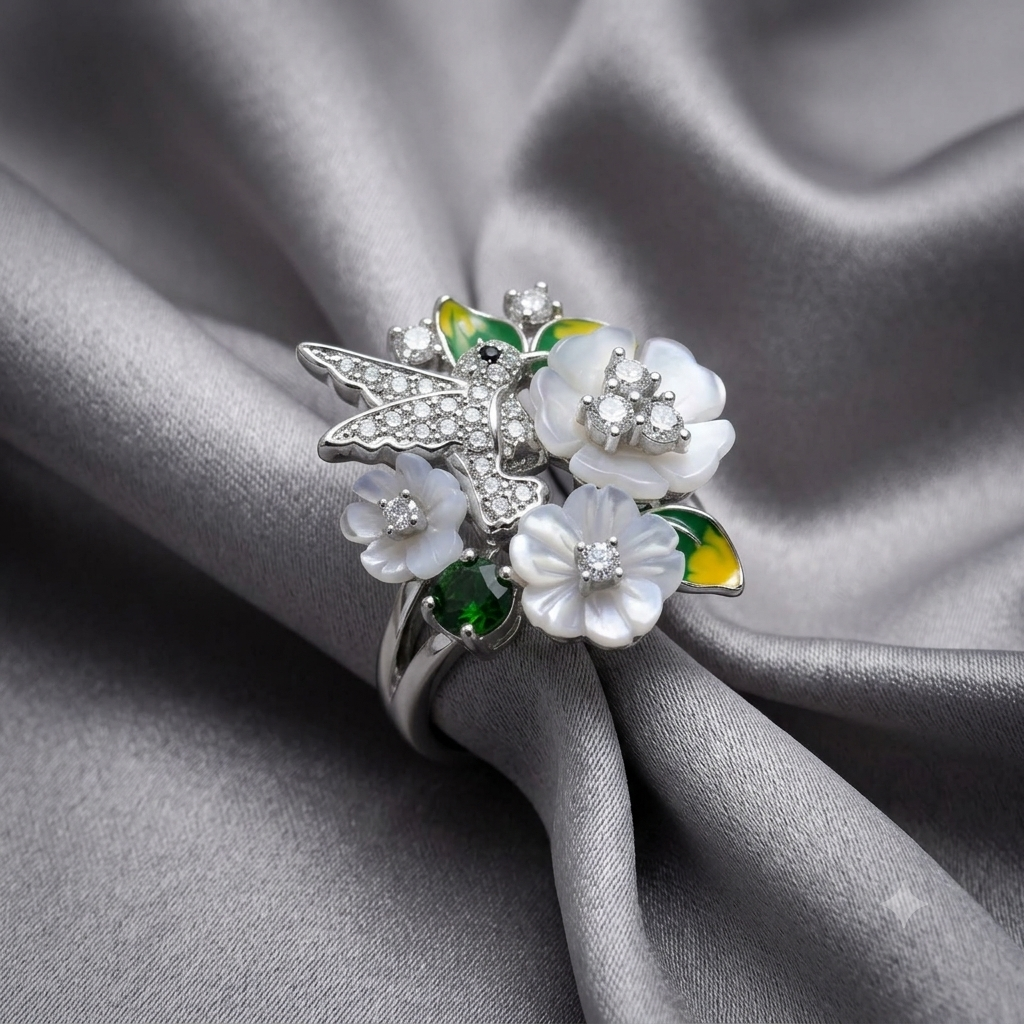 Silver Elysian Nectar Blossom Ring