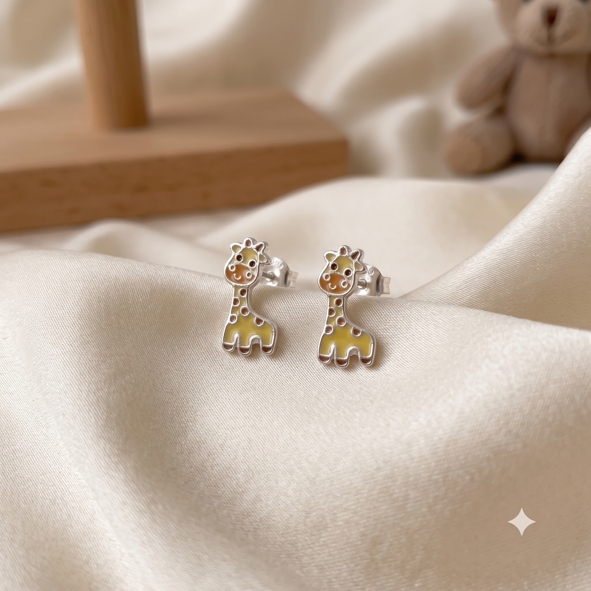 Silver Kids Giraffe Earrings