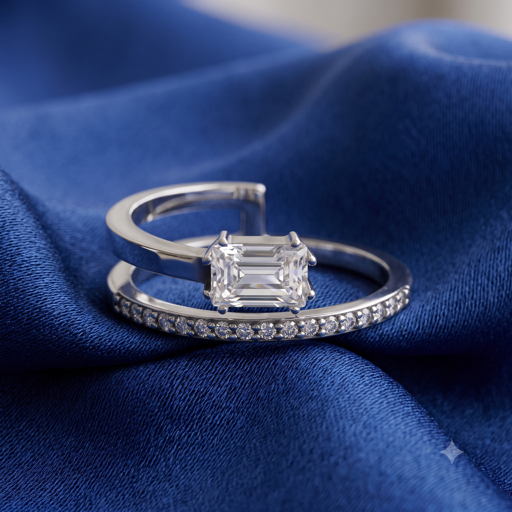 Silver Two Line Shimmer Ring