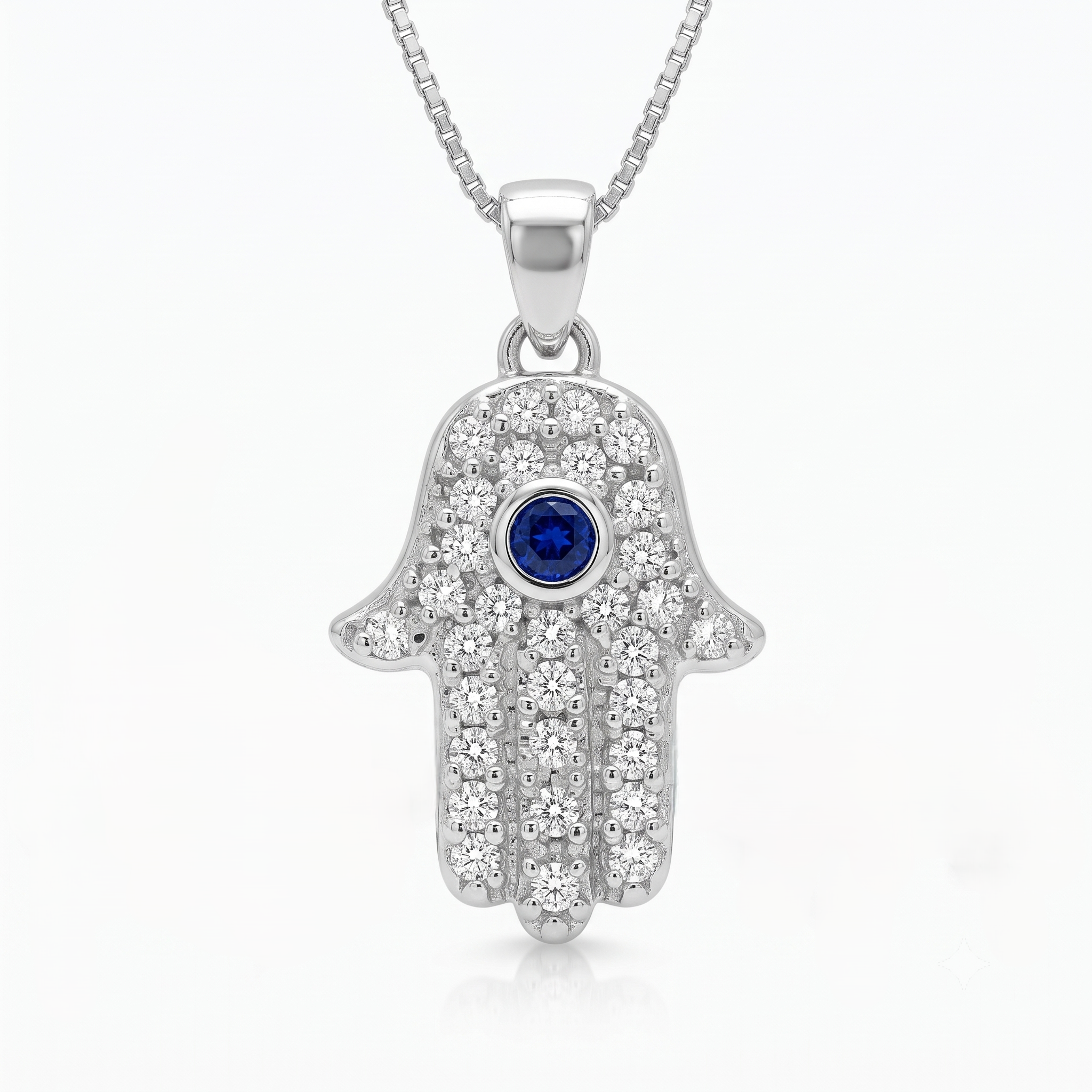 Silver Sparkling Hamsa Pendant