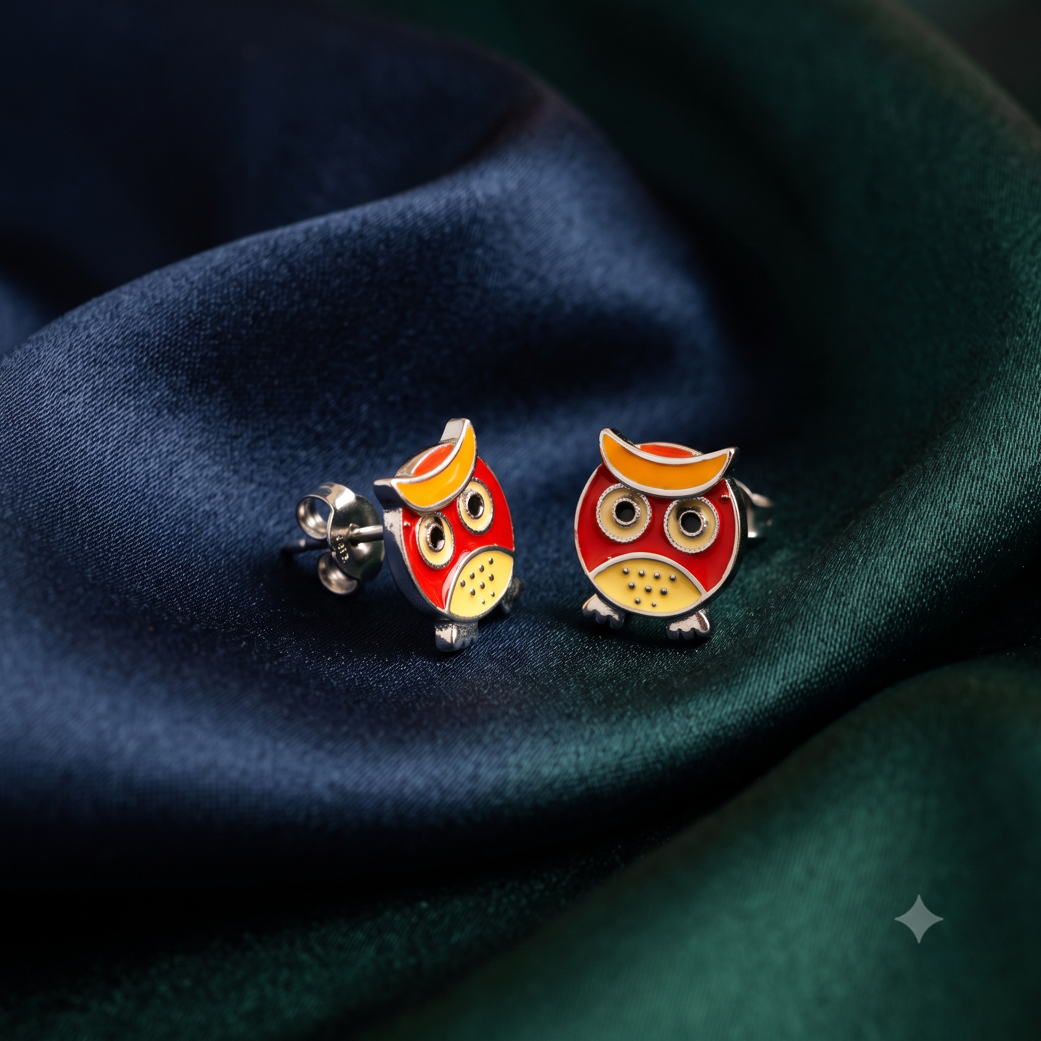 Silver Angry Birds Earrings