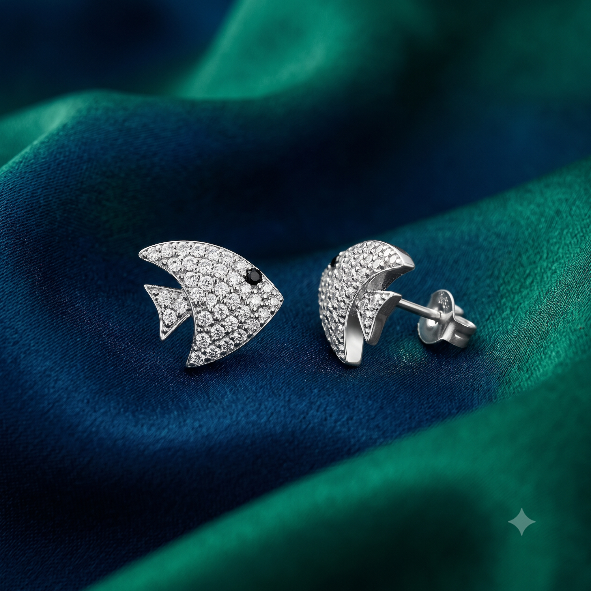 Silver Sparkling Queen Angel Fish Earrings