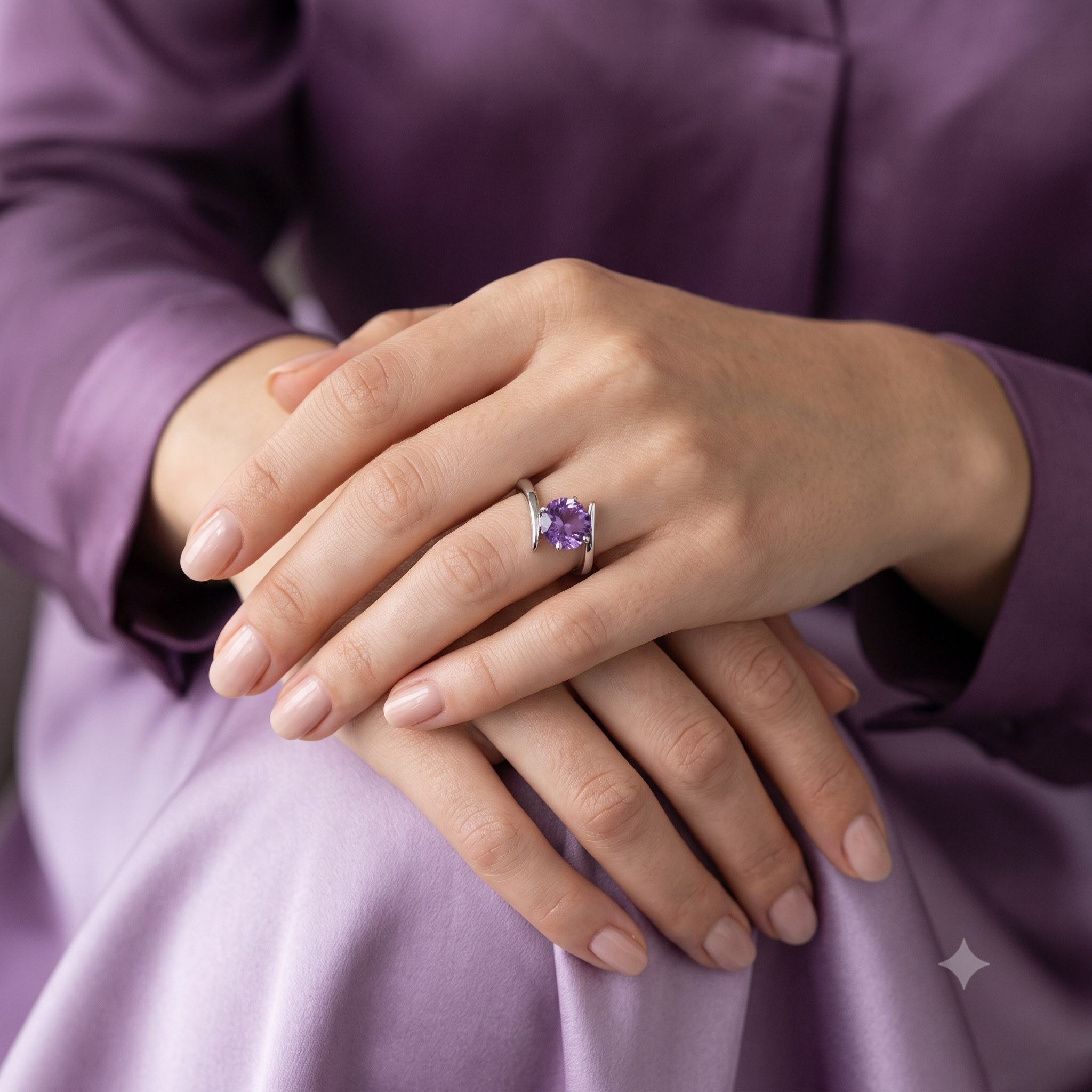 Silver Amethyst Embrace Ring