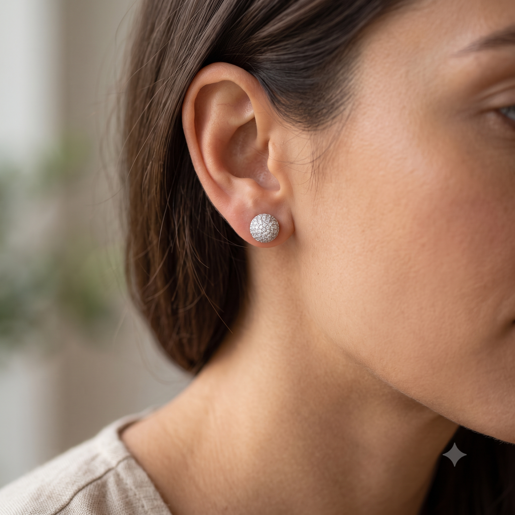 Silver Sparkling Filigree Ball Stud Earrings