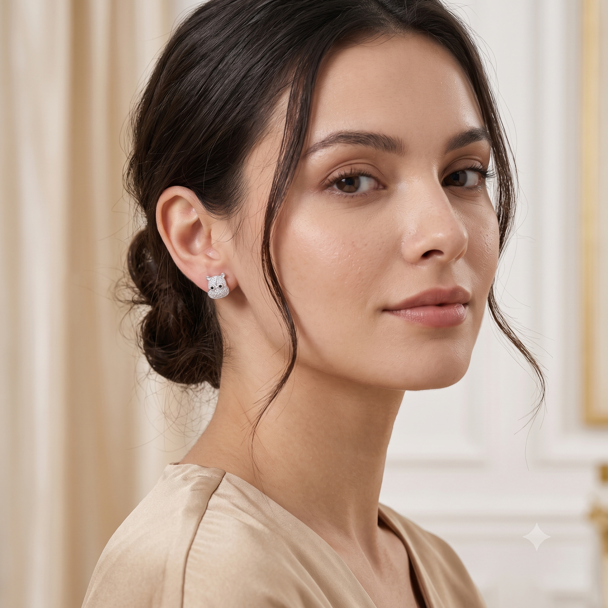 Silver Sparkling Hamster Earrings