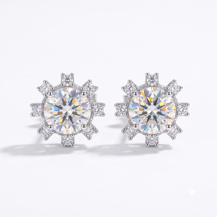 Silver Lucid Solitaire Flower Earrings