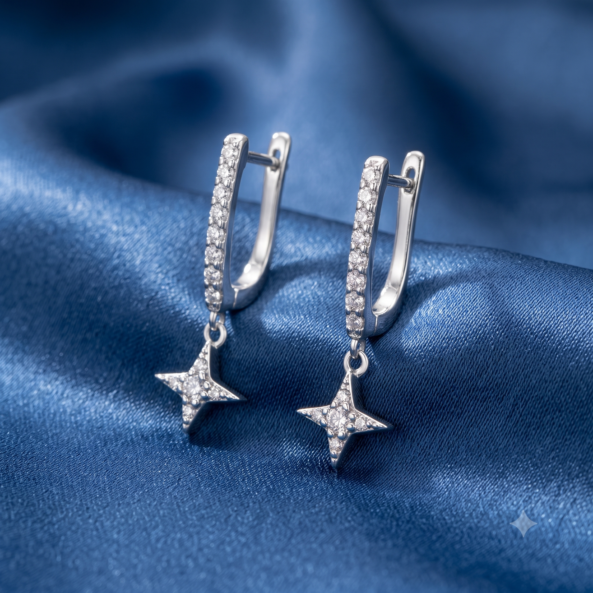 Silver Sparkle Drop on English Lock Earrings