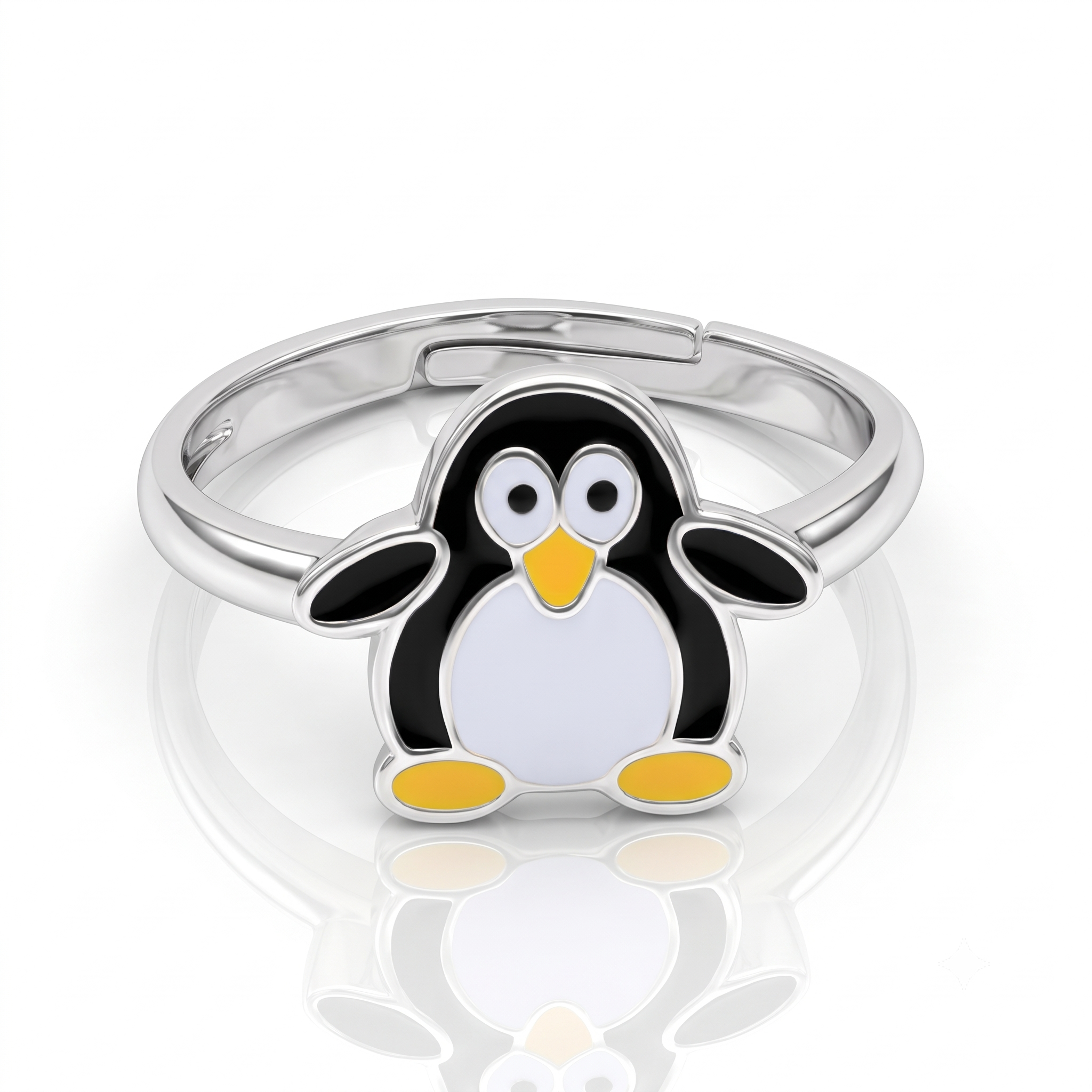 Silver Naughty Penguin Ring