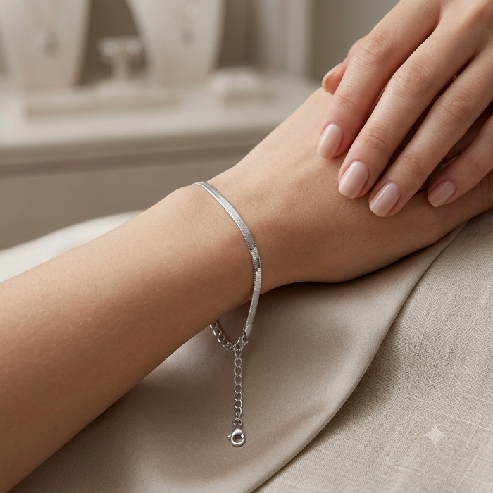 Silver Minimal Flat Bracelet