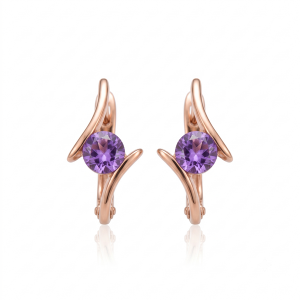 Silver Rose Gold Amethyst Embrace Earrings