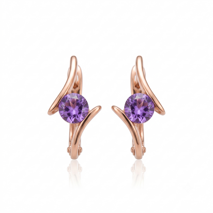 Silver Rose Gold Amethyst Embrace Earrings