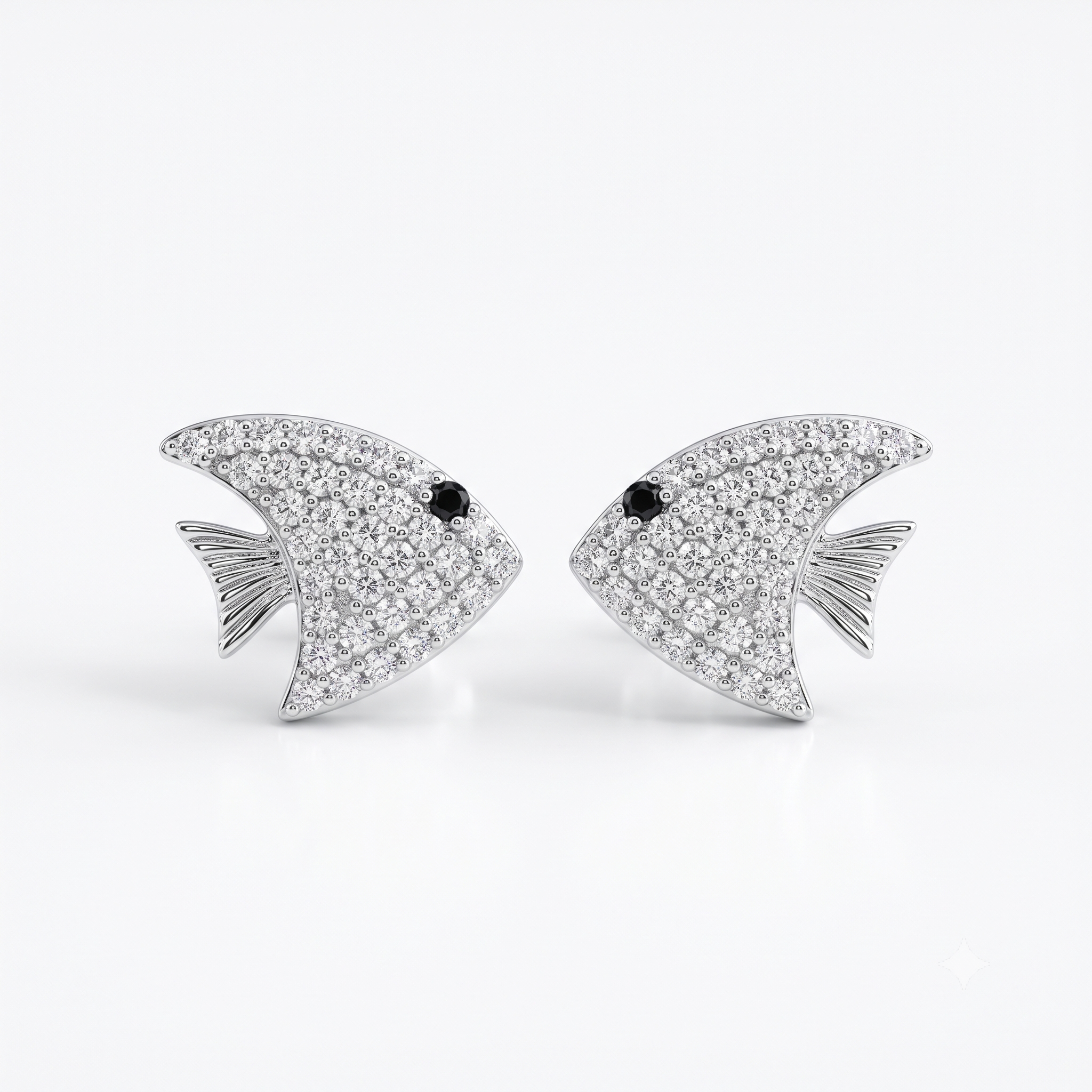 Silver Sparkling Queen Angel Fish Earrings