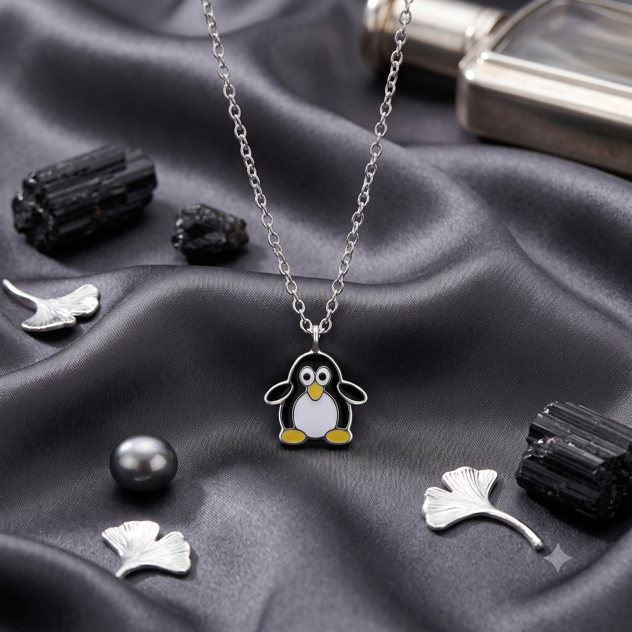 Silver Naughty Penguin Necklace