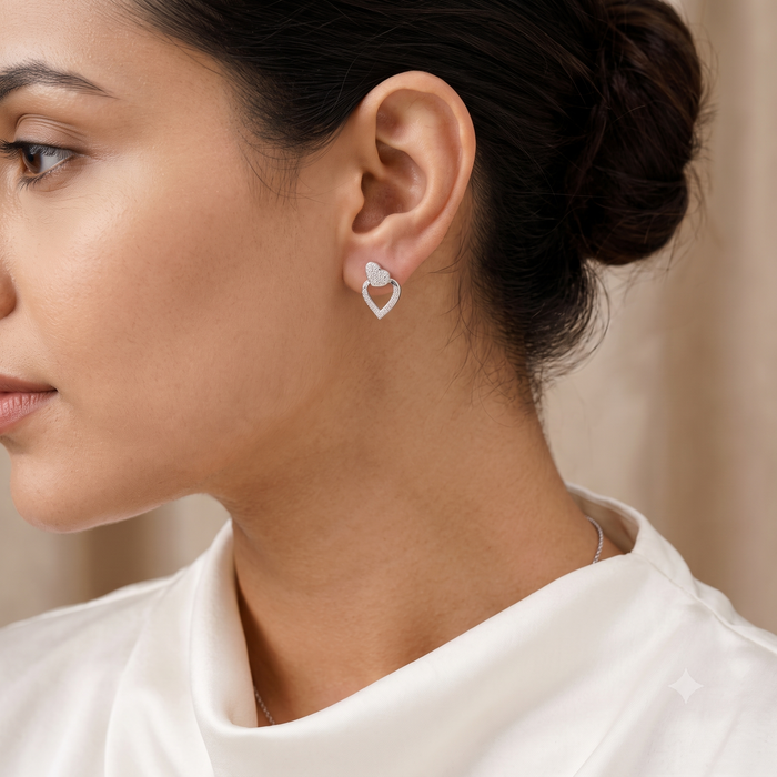 Silver Nex Heart Earrings