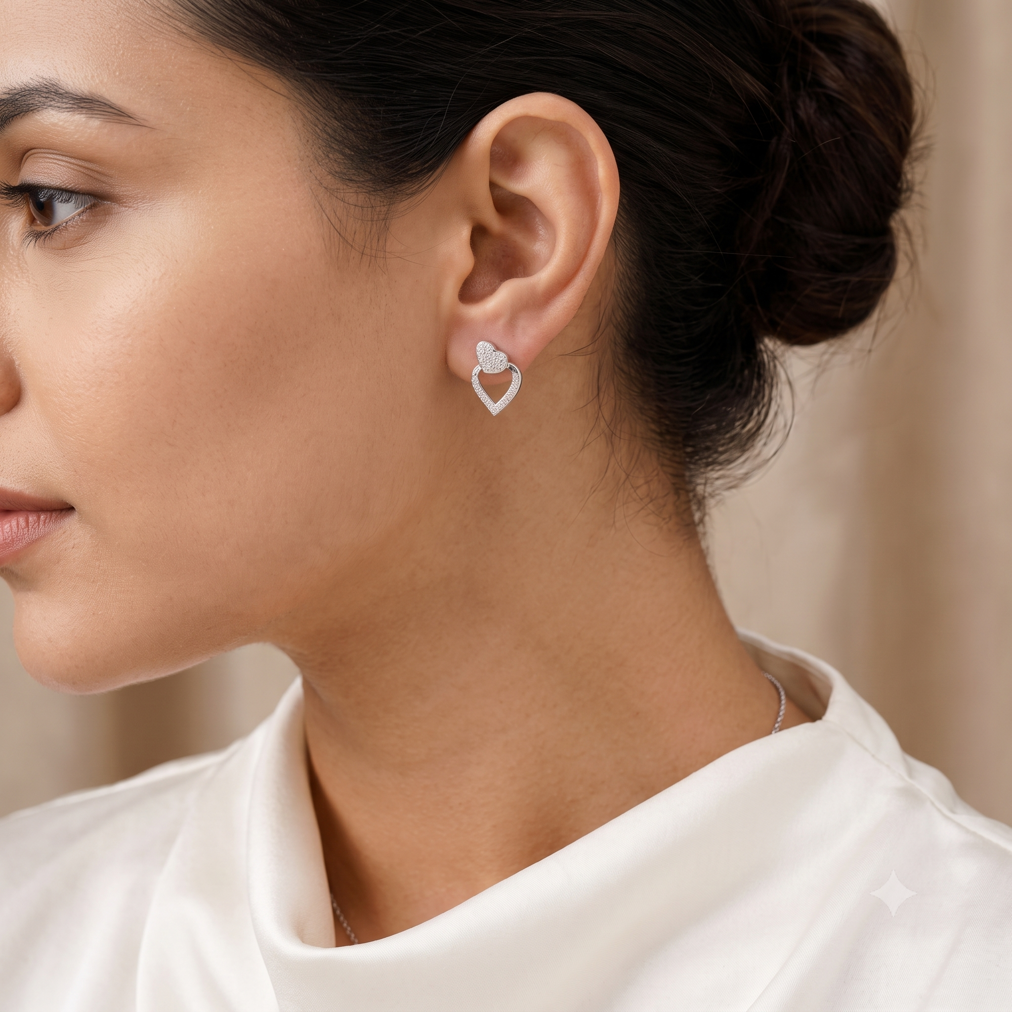 Silver Nex Heart Earrings