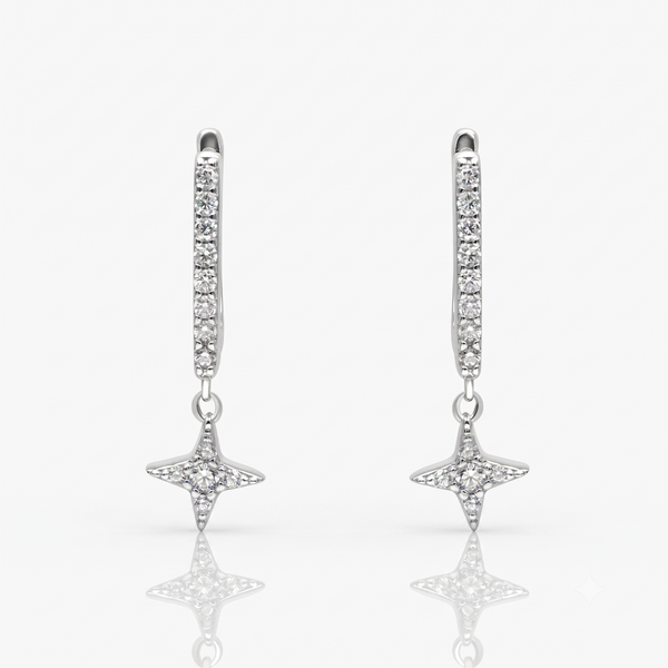 Silver Sparkle Drop on English Lock Earrings