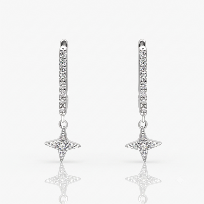 Silver Sparkle Drop on English Lock Earrings