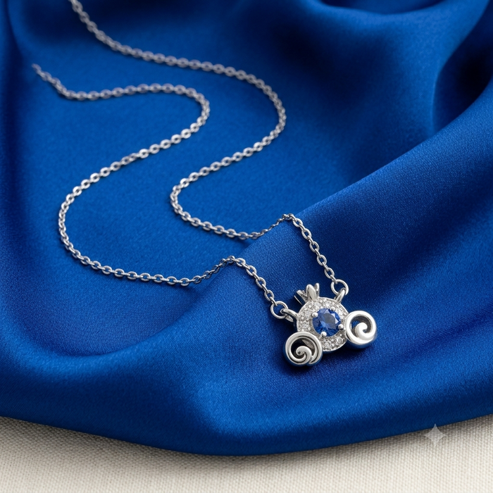 Silver Aquamarine Blue Oxidised Tiara Necklace