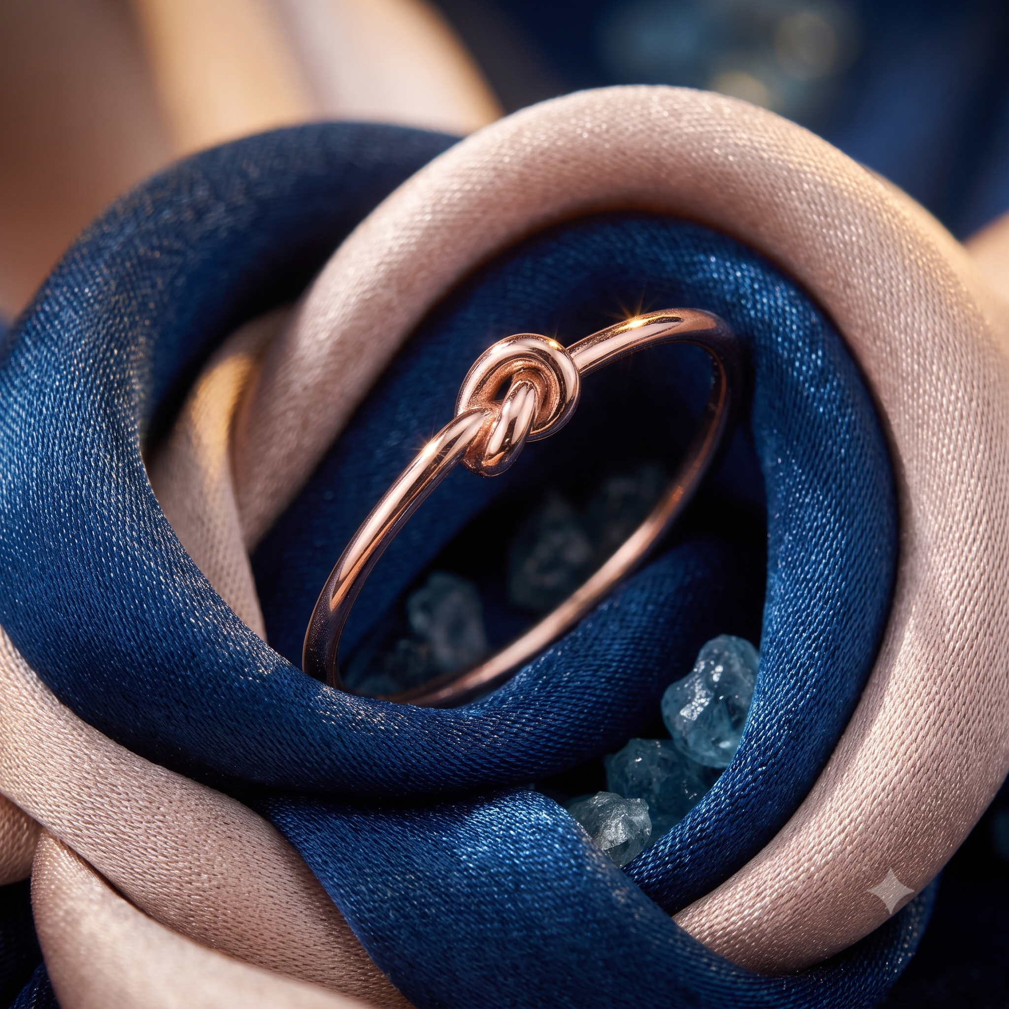 Silver Rose Gold Knot Ring