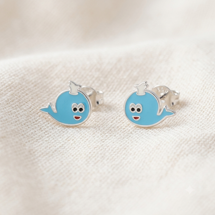 Silver Little Blue Whale Earrings