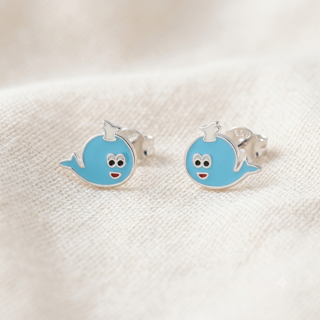 Silver Little Blue Whale Earrings