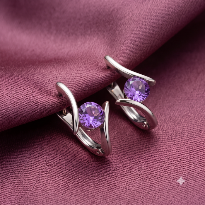 Silver Amethyst Embrace Earrings