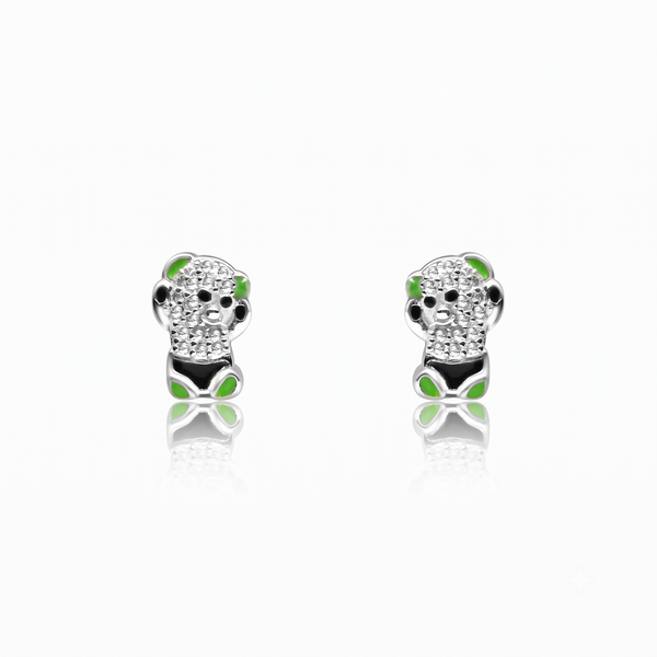 Silver Sparkling Baby Teddy Earrings