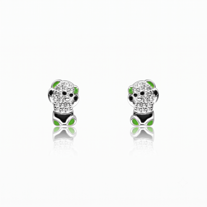 Silver Sparkling Baby Teddy Earrings