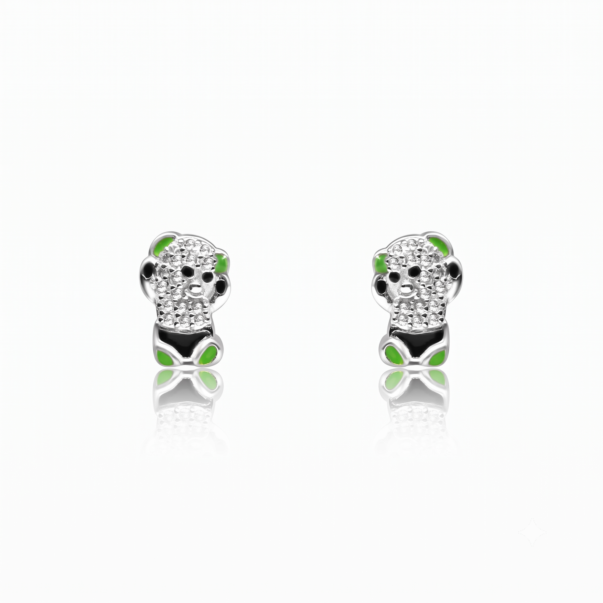 Silver Sparkling Baby Teddy Earrings