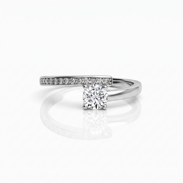 Silver Little Solitaire Band Ring