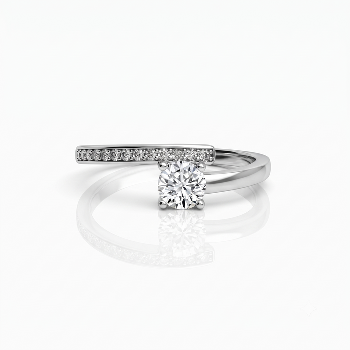 Silver Little Solitaire Band Ring